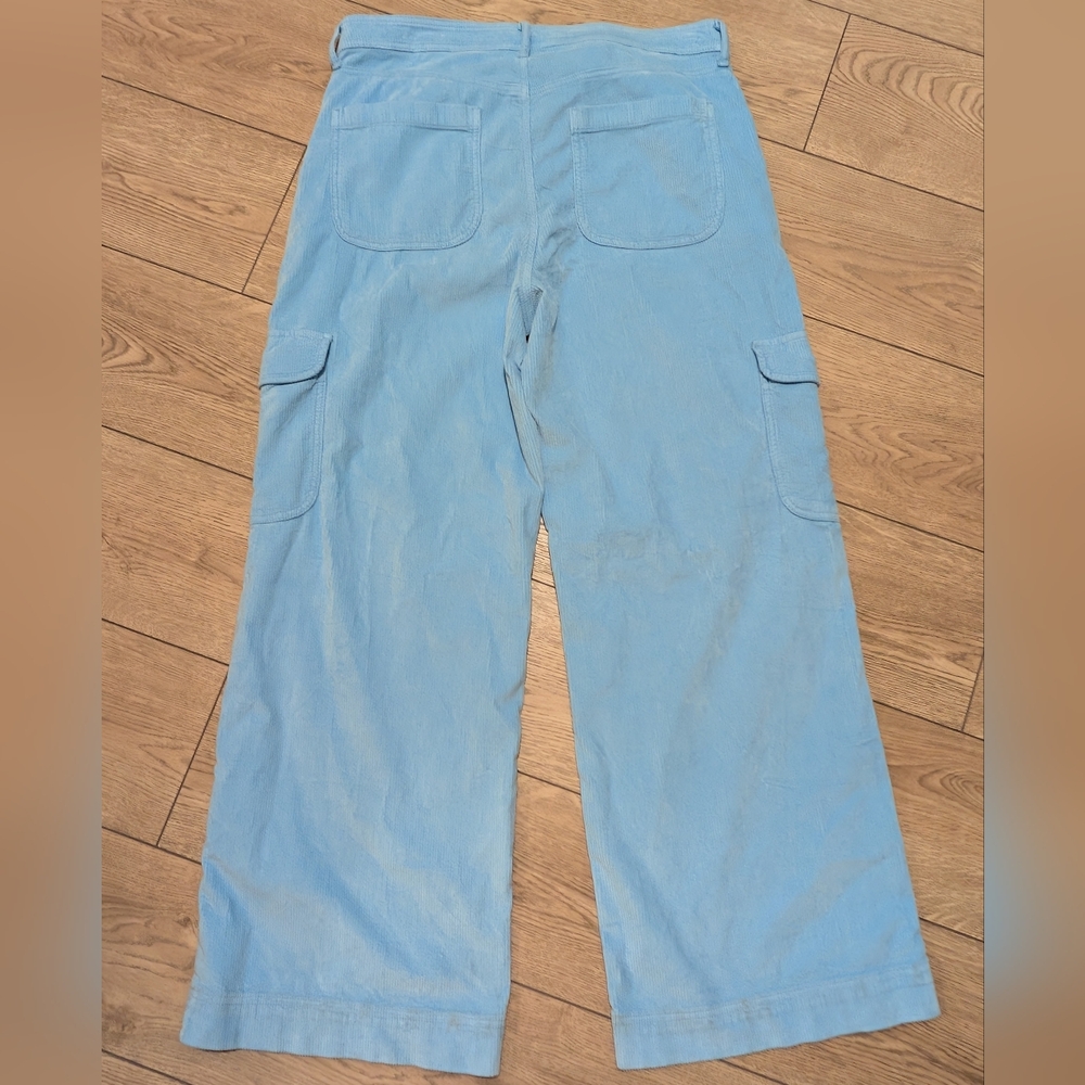 American Eagle Pants Plus 16 Sky Blue Super High Rise Baggy Wide Leg Corduroy - Picture 5 of 6